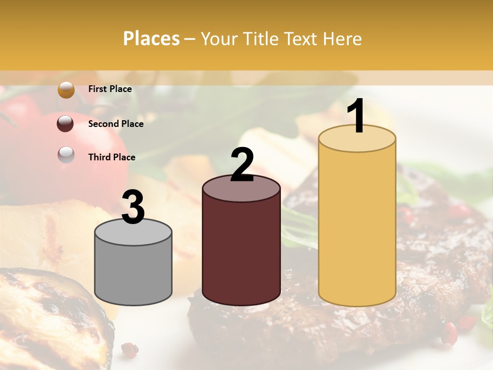 Vegetables Peppercorns Steak PowerPoint Template