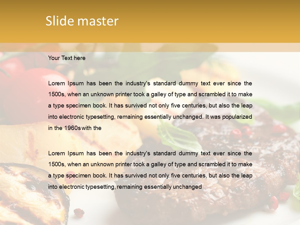 Vegetables Peppercorns Steak PowerPoint Template