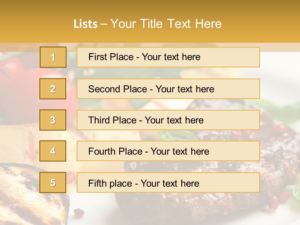 Vegetables Peppercorns Steak PowerPoint Template