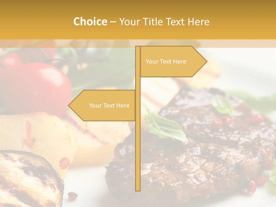 Vegetables Peppercorns Steak PowerPoint Template