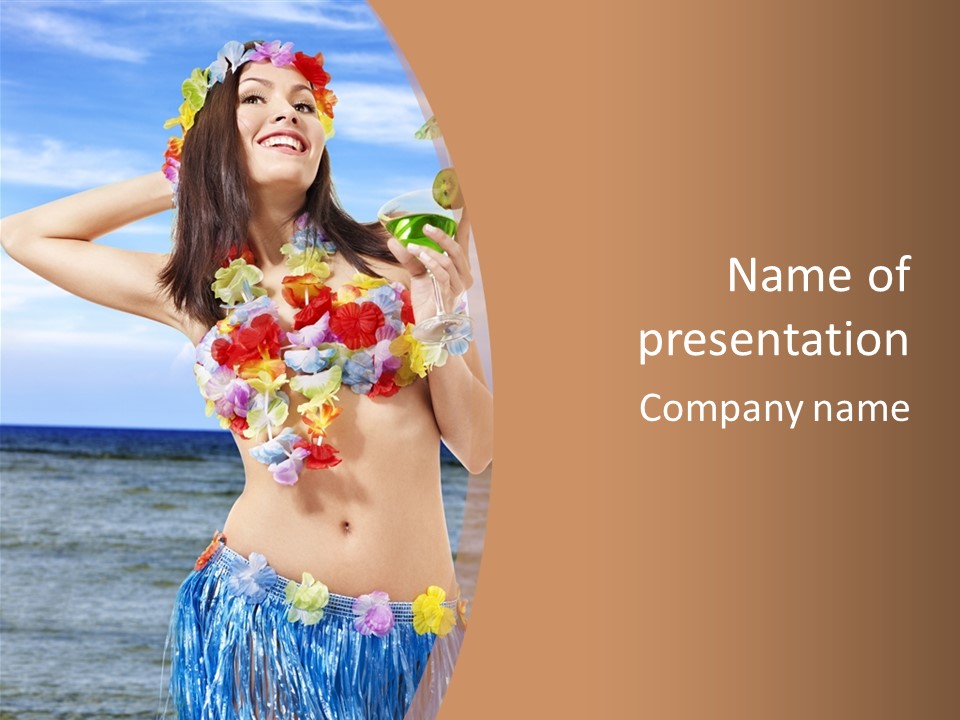 Woman Ocean Straw PowerPoint Template