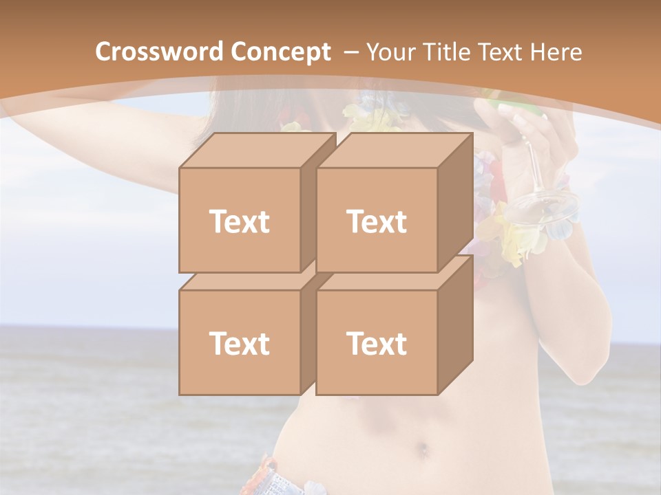 Woman Ocean Straw PowerPoint Template