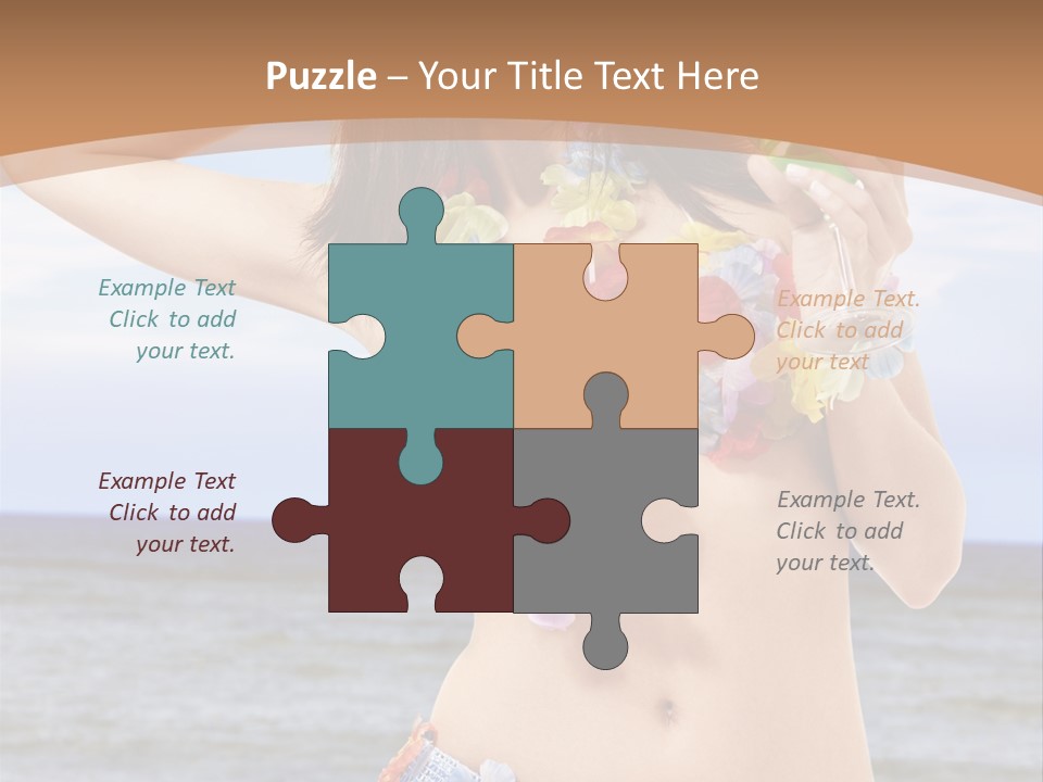 Woman Ocean Straw PowerPoint Template