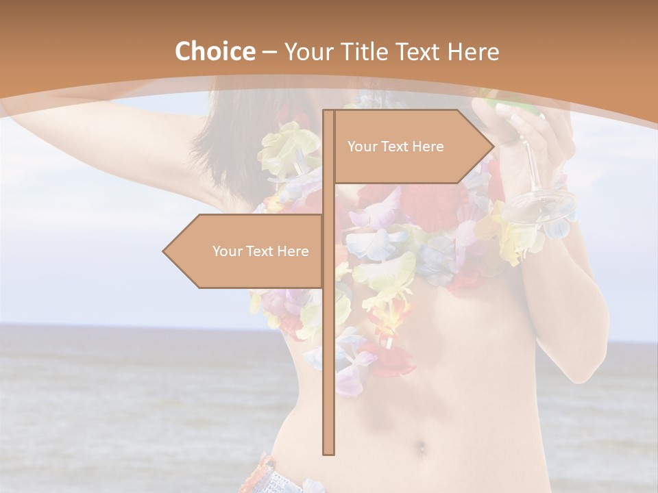 Woman Ocean Straw PowerPoint Template