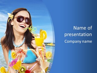 Alcohol Female Summer PowerPoint Template