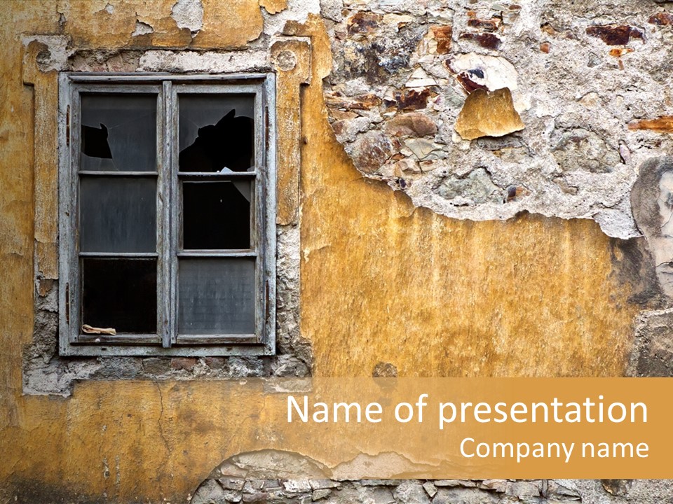 Damage Frame Wall PowerPoint Template