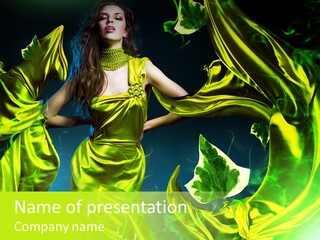 Drapery Sensual Golden PowerPoint Template