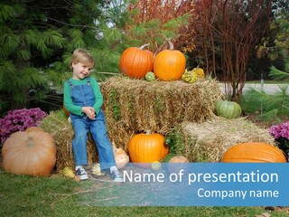 Child Autumn Harvest PowerPoint Template