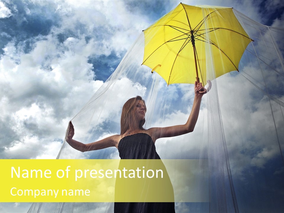 Umbrella Dress Standing PowerPoint Template