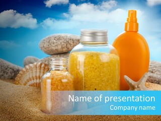 Moisturizer Sand Bottle PowerPoint Template