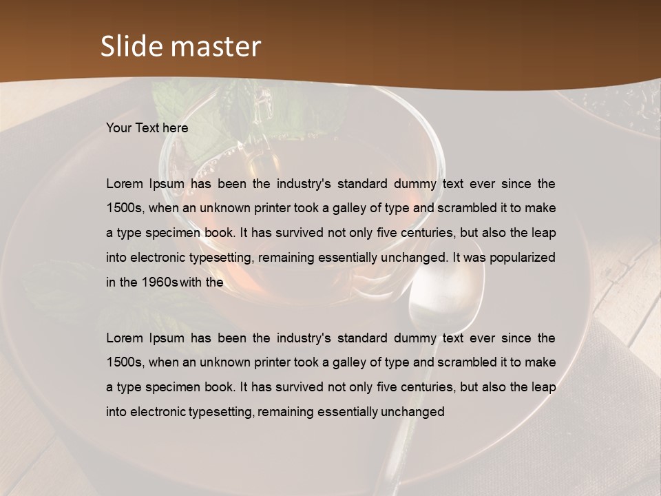 Wooden Table Mint Leaf PowerPoint Template