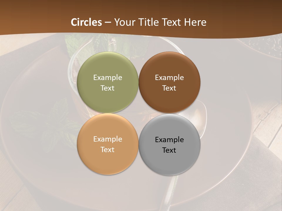 Wooden Table Mint Leaf PowerPoint Template