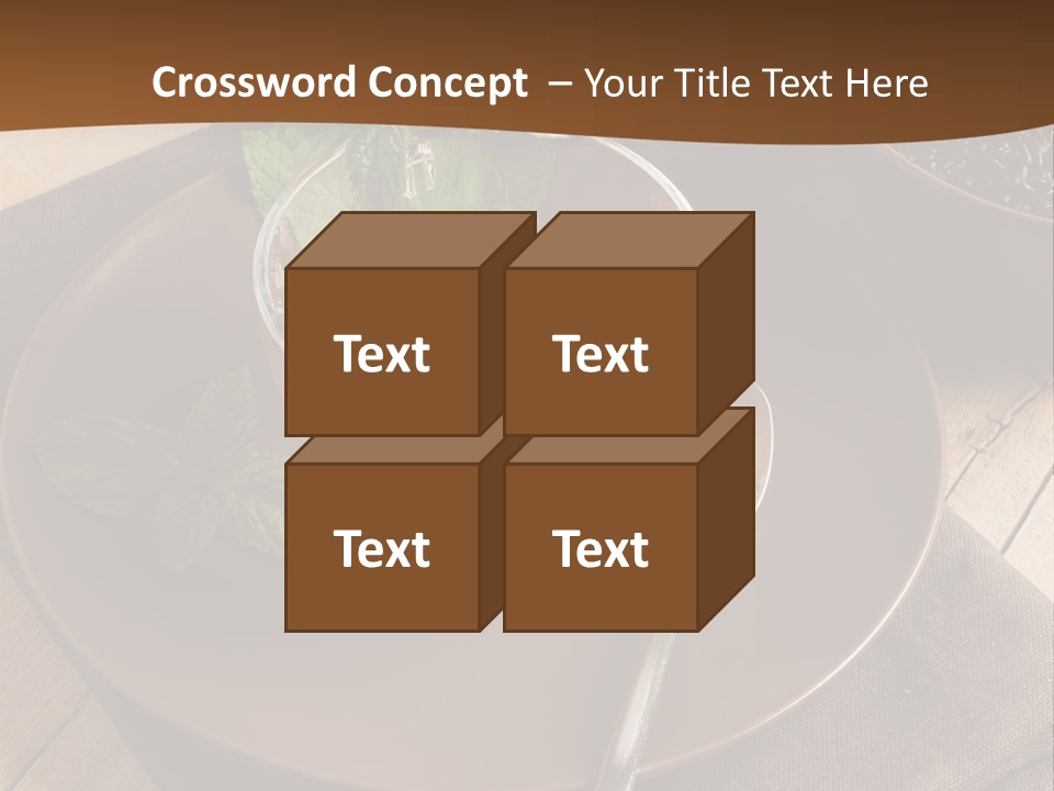 Wooden Table Mint Leaf PowerPoint Template