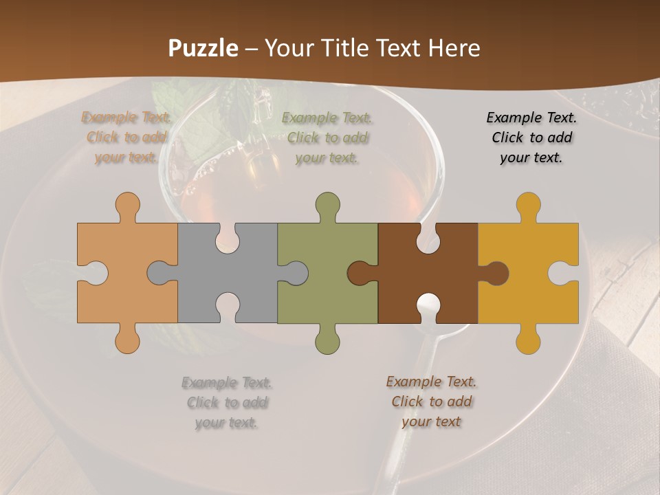 Wooden Table Mint Leaf PowerPoint Template