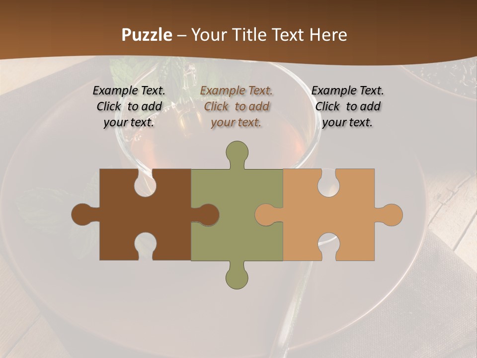 Wooden Table Mint Leaf PowerPoint Template