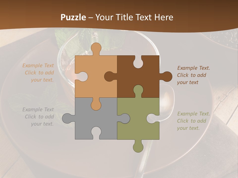 Wooden Table Mint Leaf PowerPoint Template