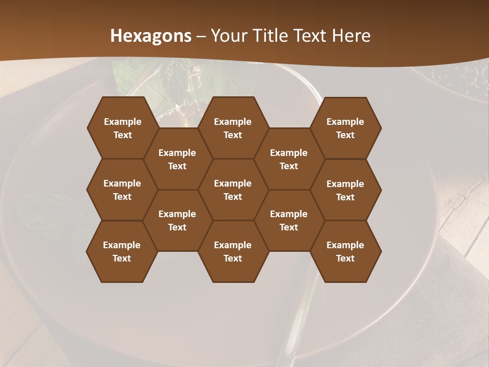 Wooden Table Mint Leaf PowerPoint Template