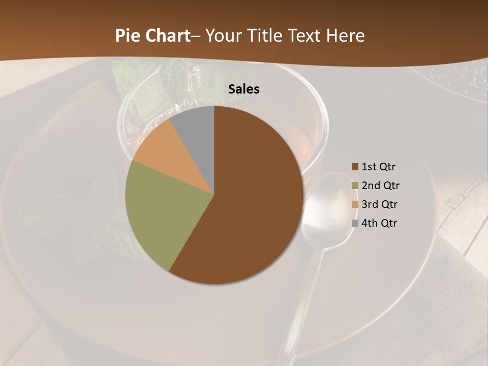 Wooden Table Mint Leaf PowerPoint Template