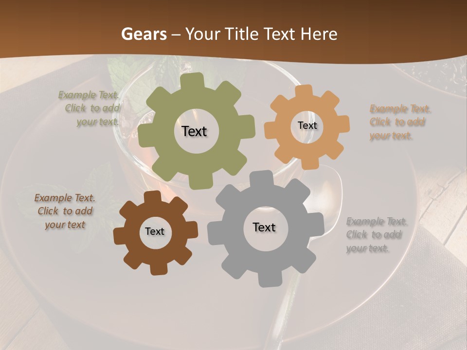 Wooden Table Mint Leaf PowerPoint Template