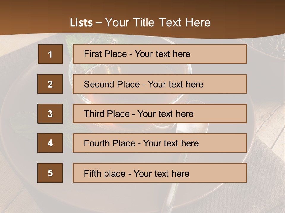 Wooden Table Mint Leaf PowerPoint Template