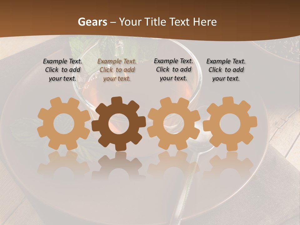 Wooden Table Mint Leaf PowerPoint Template