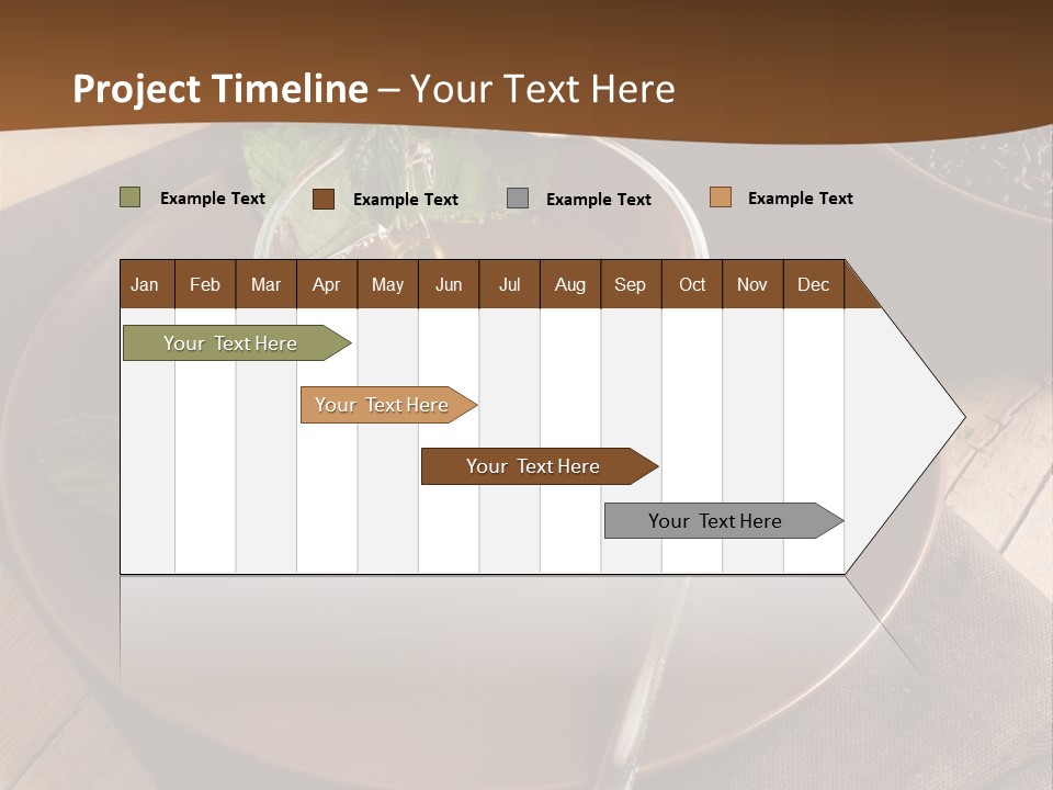 Wooden Table Mint Leaf PowerPoint Template