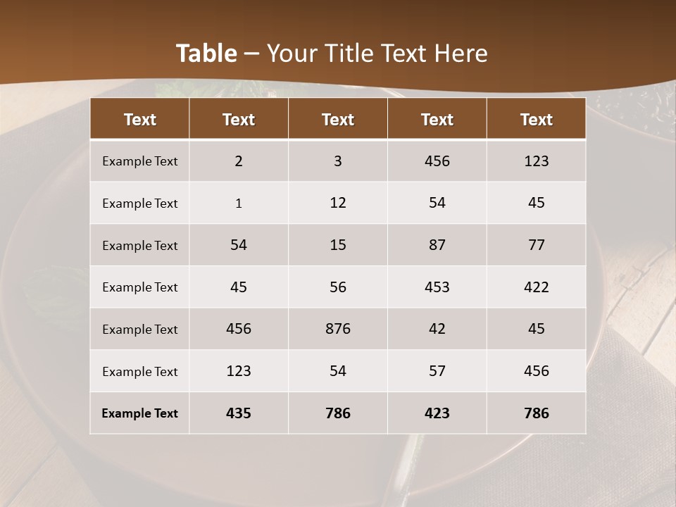 Wooden Table Mint Leaf PowerPoint Template