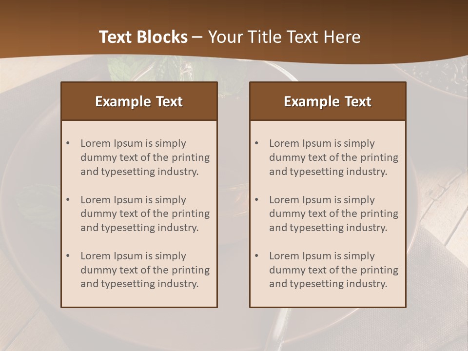 Wooden Table Mint Leaf PowerPoint Template