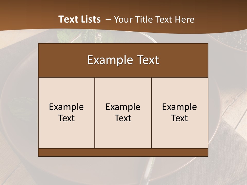 Wooden Table Mint Leaf PowerPoint Template