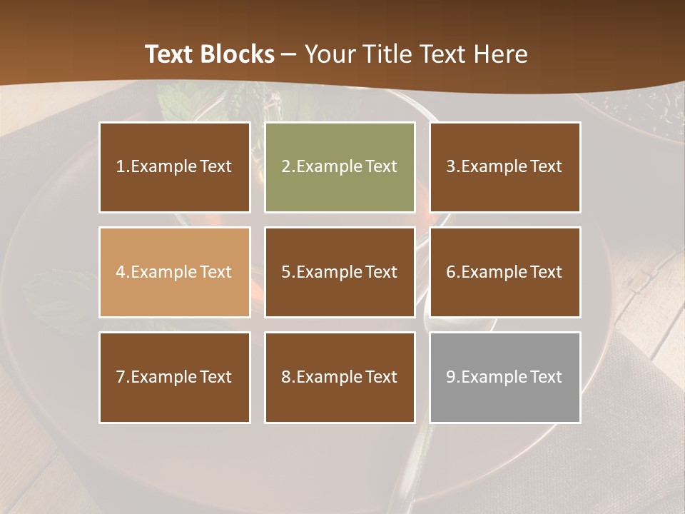 Wooden Table Mint Leaf PowerPoint Template