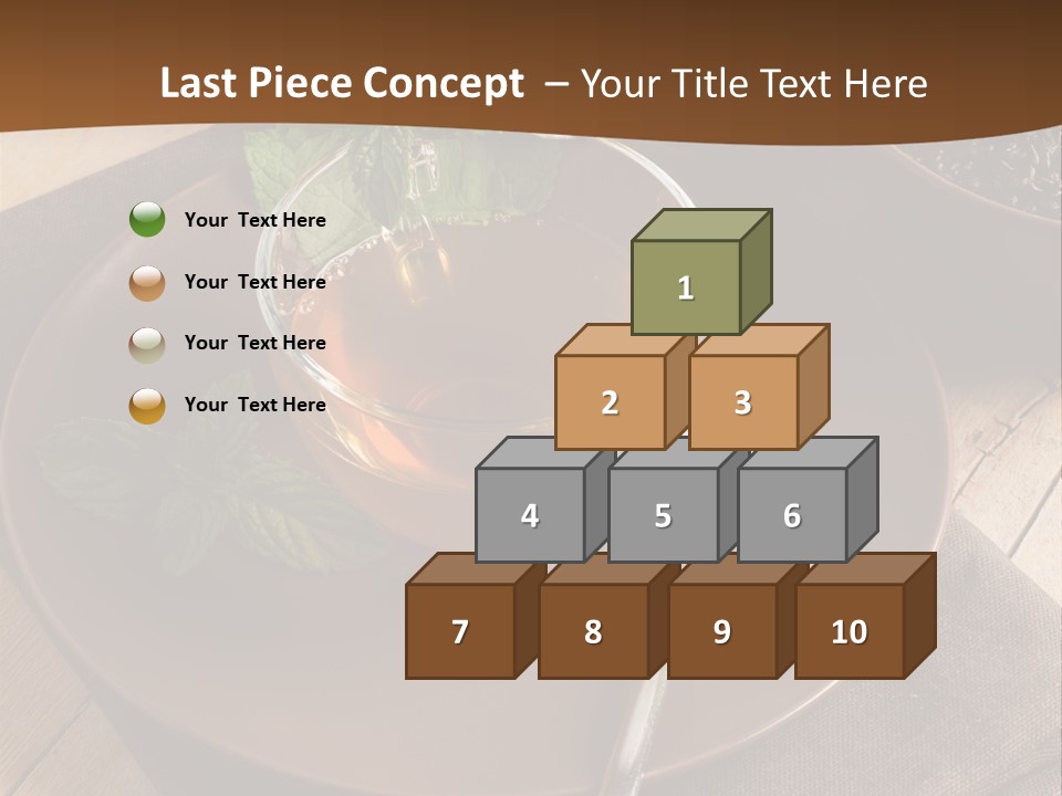 Wooden Table Mint Leaf PowerPoint Template