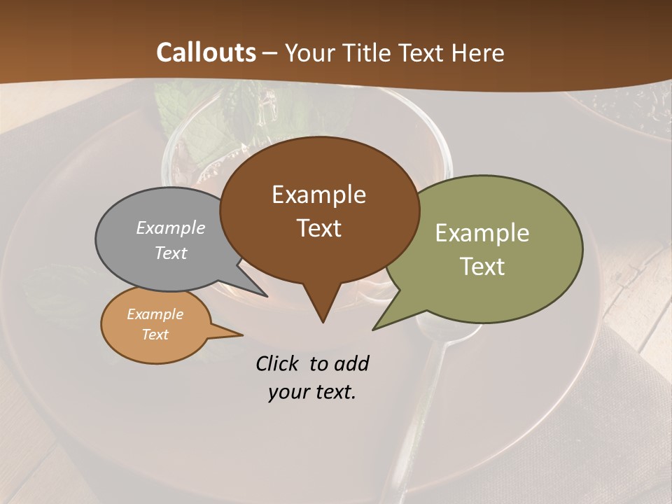 Wooden Table Mint Leaf PowerPoint Template