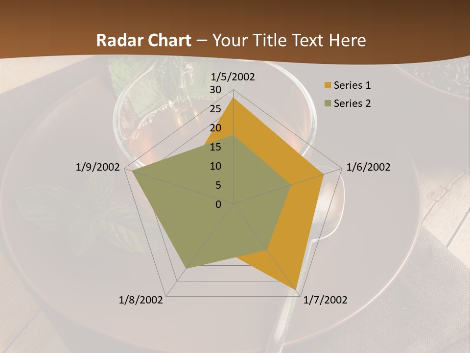 Wooden Table Mint Leaf PowerPoint Template