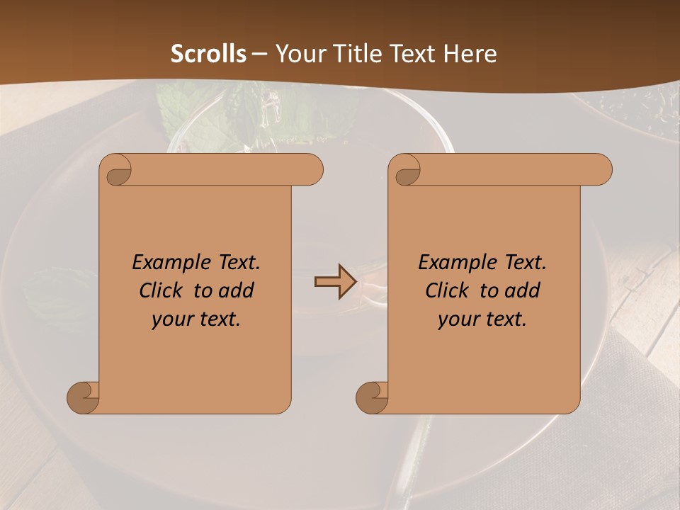 Wooden Table Mint Leaf PowerPoint Template