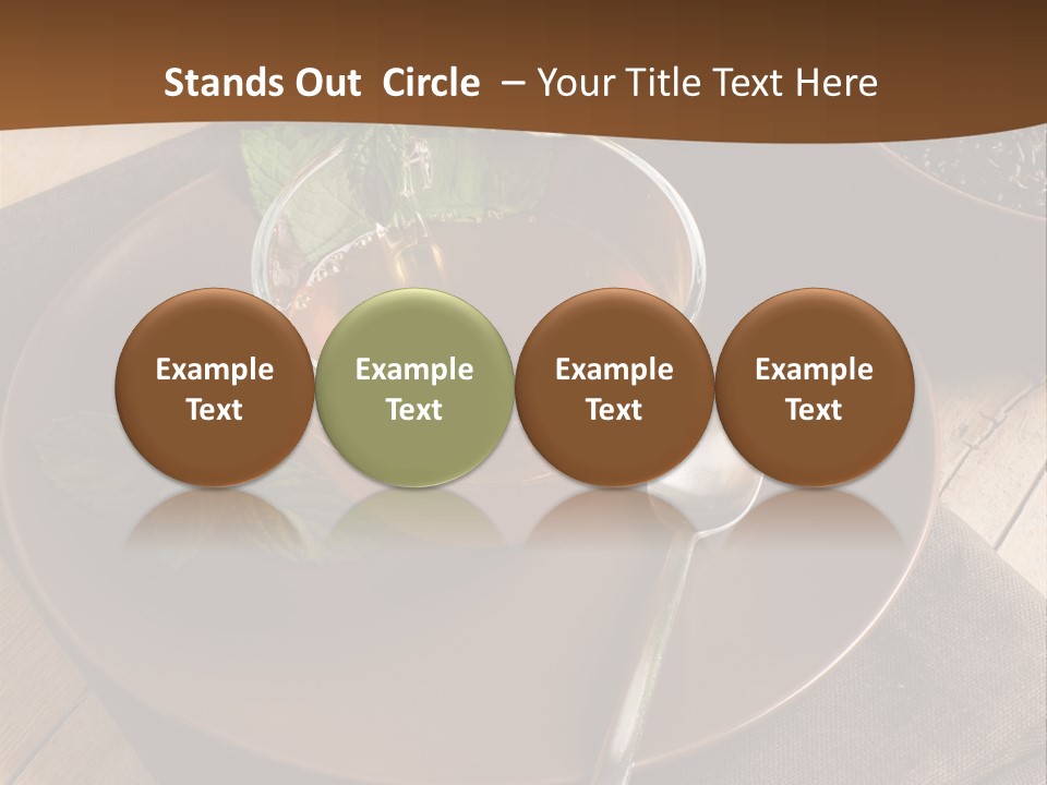 Wooden Table Mint Leaf PowerPoint Template