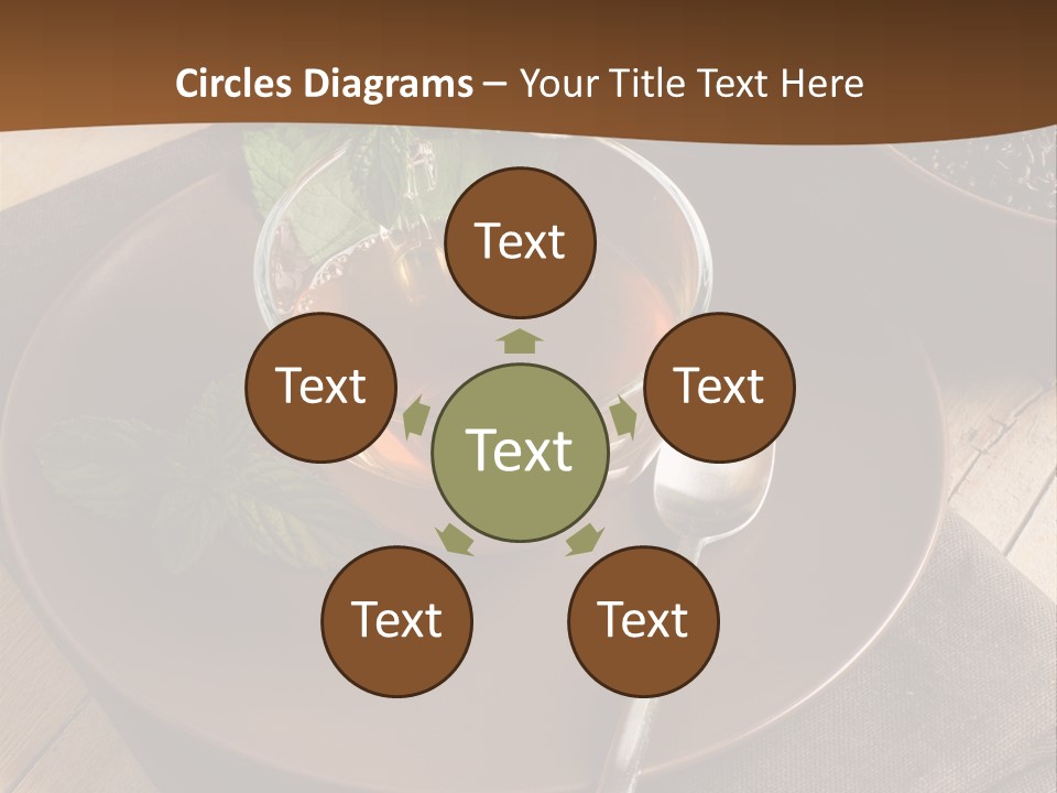 Wooden Table Mint Leaf PowerPoint Template