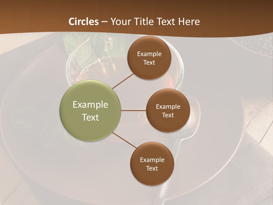 Wooden Table Mint Leaf PowerPoint Template