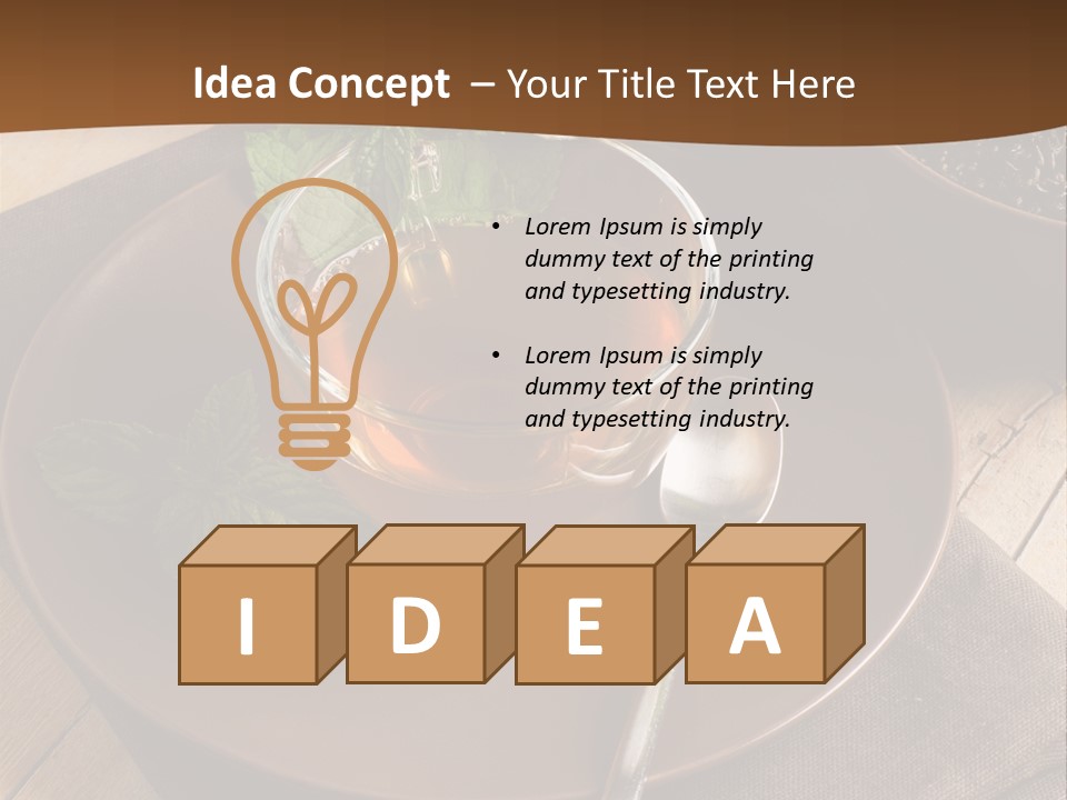 Wooden Table Mint Leaf PowerPoint Template