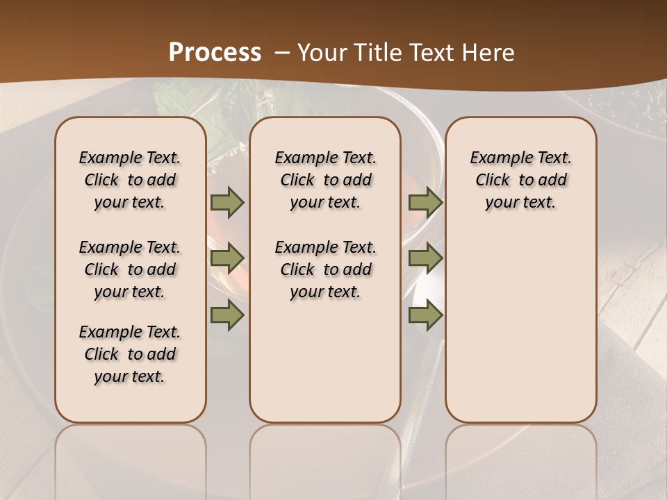 Wooden Table Mint Leaf PowerPoint Template