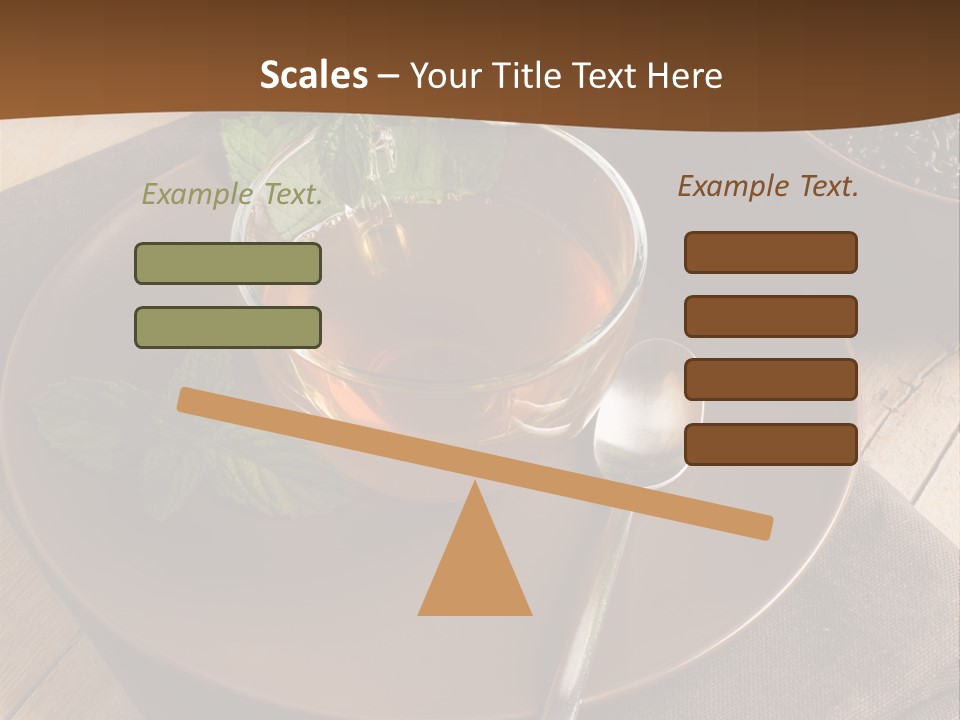 Wooden Table Mint Leaf PowerPoint Template