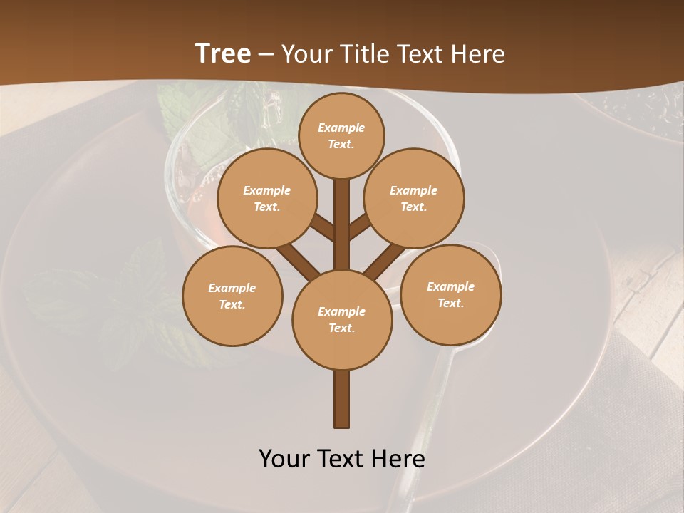 Wooden Table Mint Leaf PowerPoint Template