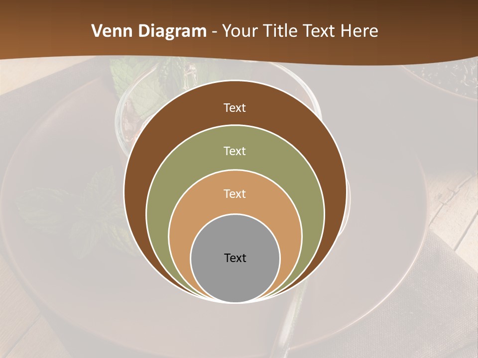 Wooden Table Mint Leaf PowerPoint Template