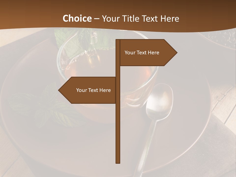 Wooden Table Mint Leaf PowerPoint Template