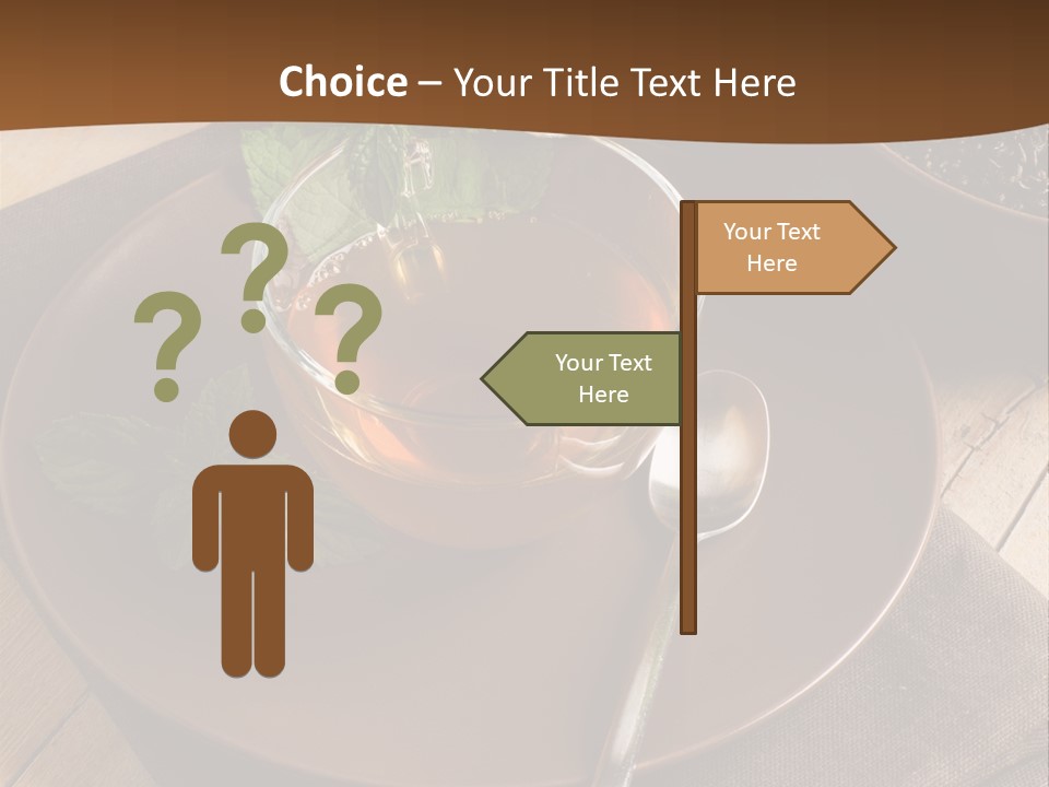 Wooden Table Mint Leaf PowerPoint Template