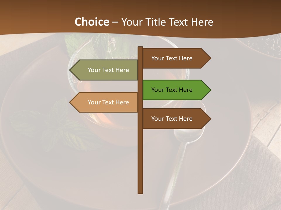 Wooden Table Mint Leaf PowerPoint Template