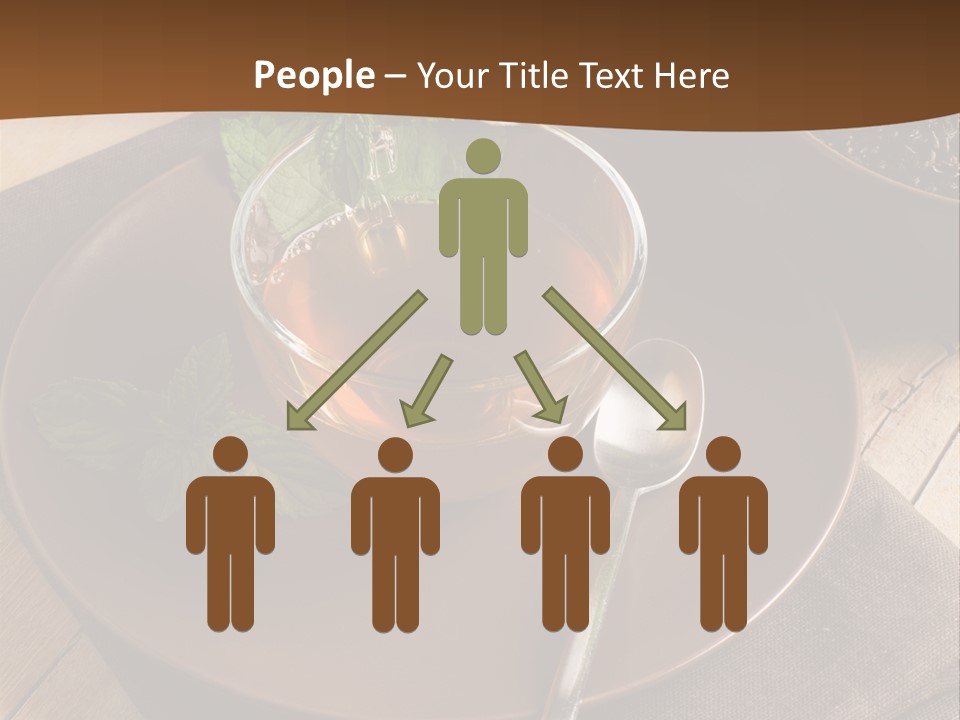 Wooden Table Mint Leaf PowerPoint Template