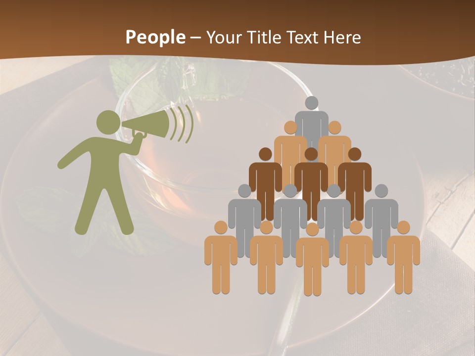 Wooden Table Mint Leaf PowerPoint Template