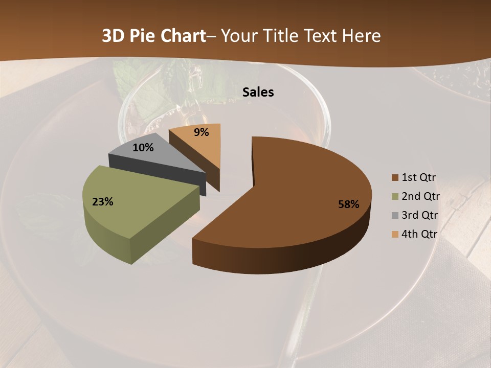 Wooden Table Mint Leaf PowerPoint Template