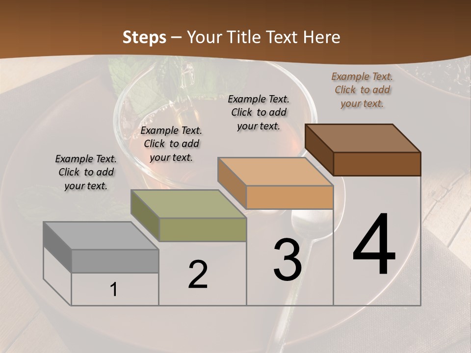 Wooden Table Mint Leaf PowerPoint Template