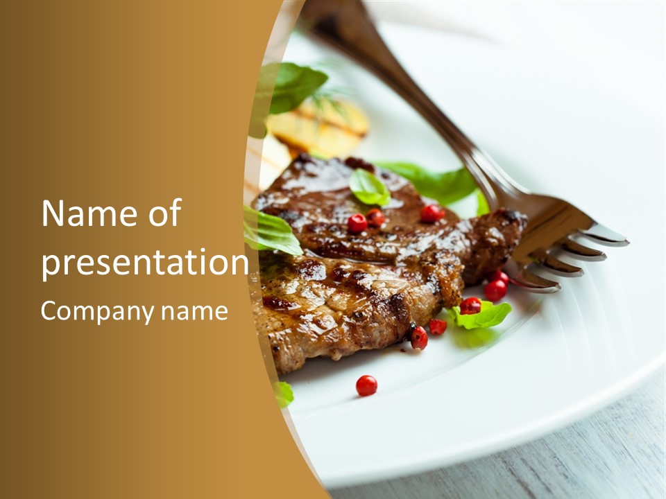 Fork Dish Steak PowerPoint Template